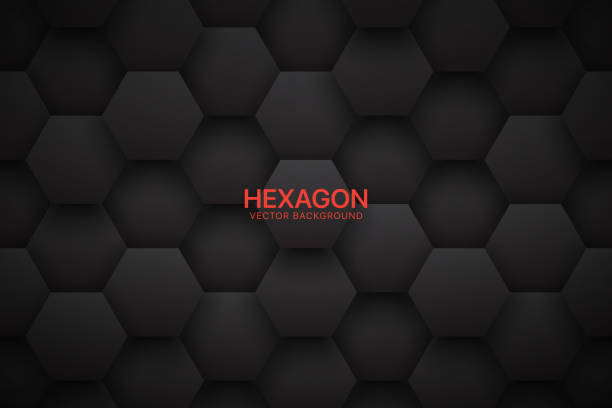 ilustrações, clipart, desenhos animados e ícones de 3d vector tecnologico hexagonal blocos dark gray fundo abstrato - comb abstract black clean