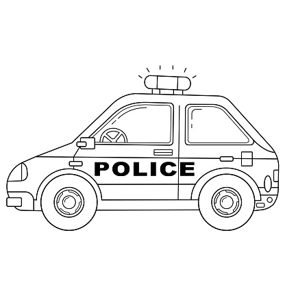 Coloring Page Outline Of Cartoon Police Car Police Images Transport Or  Vehicle For Children Vector Coloring Book For Kids Stock Illustration -  Download Image Now - iStock