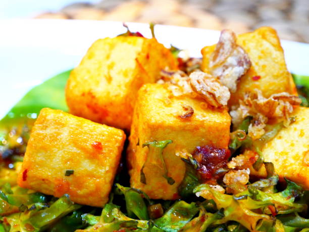 istock Fried tofu with Vegetarian food 1186607771