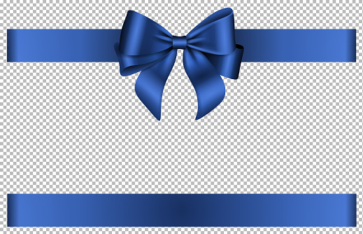 Blue bow and ribbon for chritmas and birthday decorations illustration vector