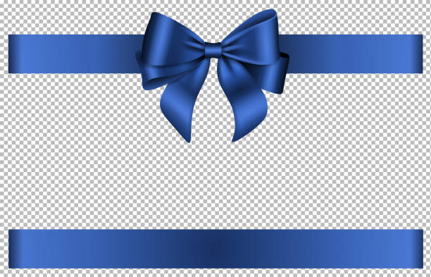 Blue bow and ribbon for chritmas and birthday decorations Blue bow and ribbon for chritmas and birthday decorations illustration vector gift wrap and ribbons stock illustrations