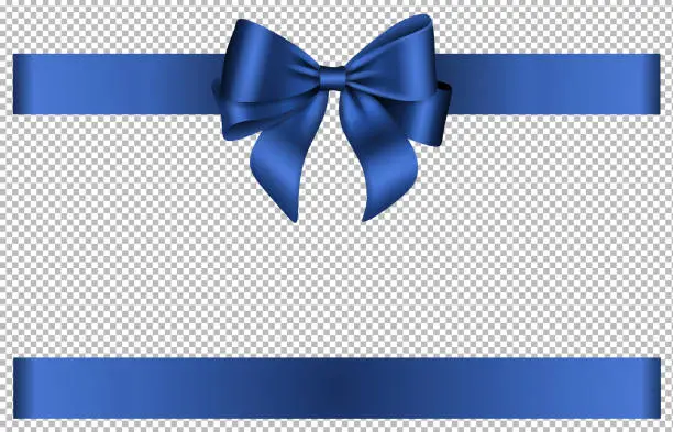 Vector illustration of Blue bow and ribbon for chritmas and birthday decorations