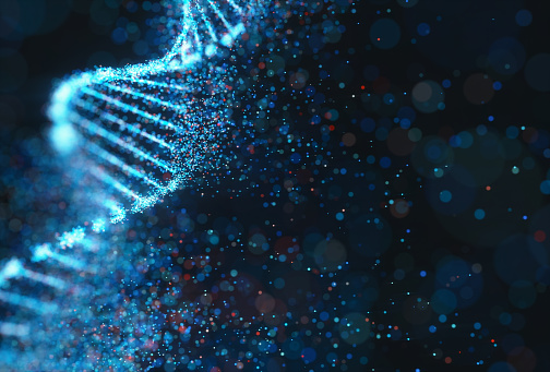 Estructura de molécula de ADN del código genético de color photo