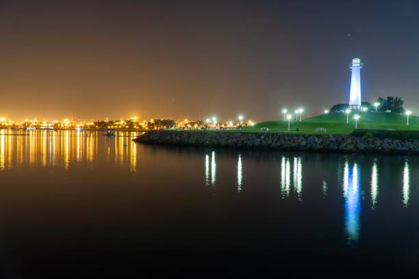 istock Lighthouse in Long Beach, CA - Pier at Night 1186620302