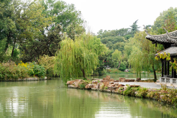 istock Chinese garden: trees, pavilion and lake 1186627082