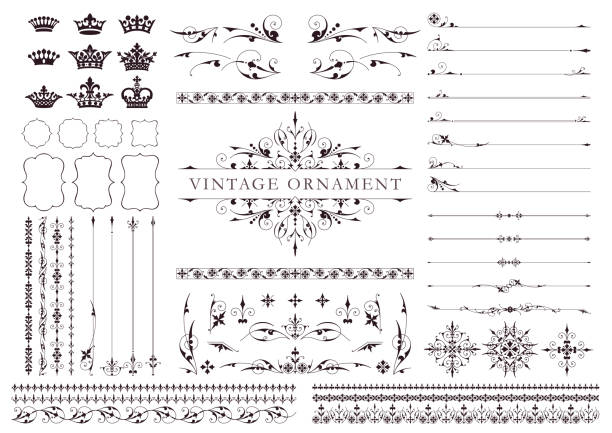 Vintage ornament set Classical frames and borders. Traditional flourish pattern. ornaments & decorations stock illustrations