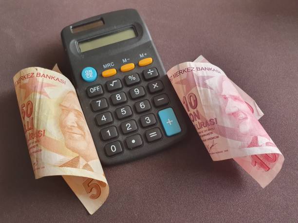 istock calculator and Turkish banknotes of different denominations 1186636809