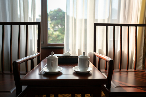 Chinese tea and traditional chair