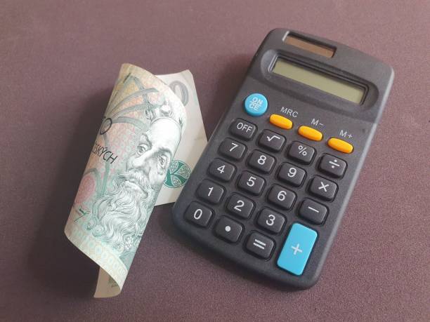 istock Czech banknote of 100 korun and calculator 1186637132