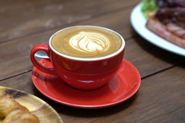 istock Flat White Coffee with heart pattern or coffee art 1186637830