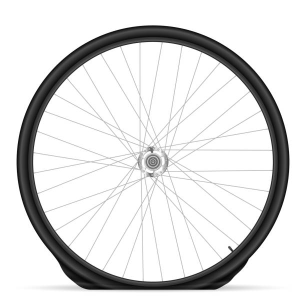illustrazioni stock, clip art, cartoni animati e icone di tendenza di pneumatico da bici piatta - bicycle wheel tire spoke