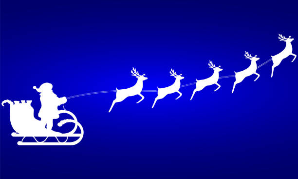 istock Santa Claus rides in a sleigh in harness on the reindeer 1186648460