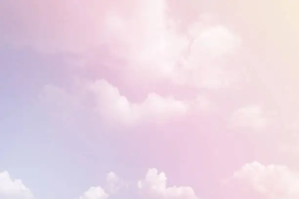 Photo of beauty pastel sky soft color cloud sweet background