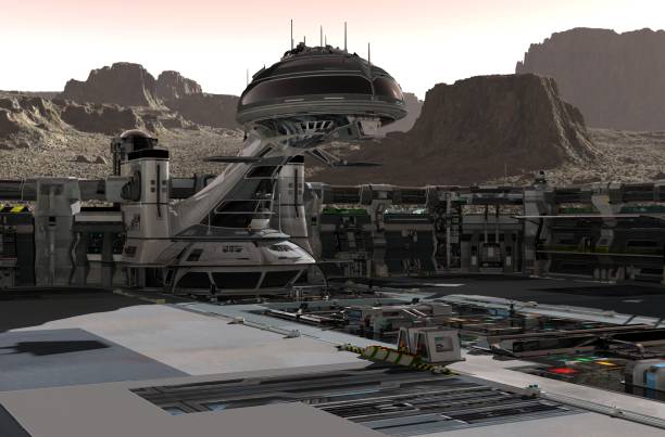 istock Mars colony. Expedition on alien planet. Life on Mars. 3D Illustration 1186653162