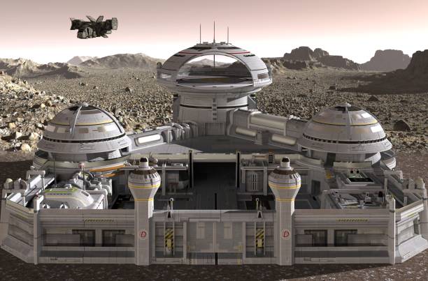 istock Mars colony. Expedition on alien planet. Life on Mars. 3D Illustration 1186653232