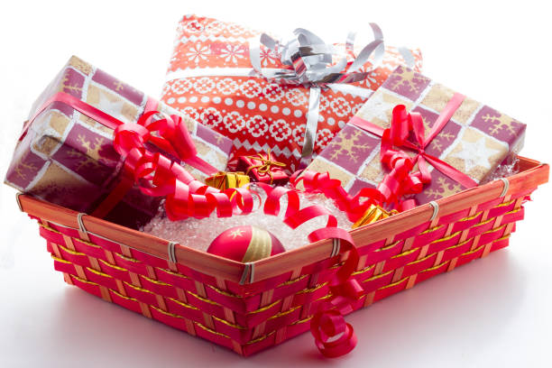 istock Basket with Christmas gifts 1186656834
