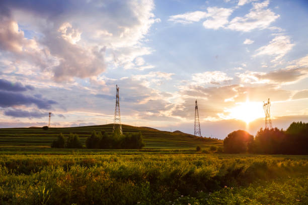 Power Line, Sunset, Sunrise - Dawn, Cable, Electricity Pylon