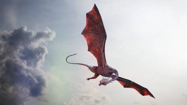 istock dragon, giant fairy tale creature flying through the clouds 1186661244
