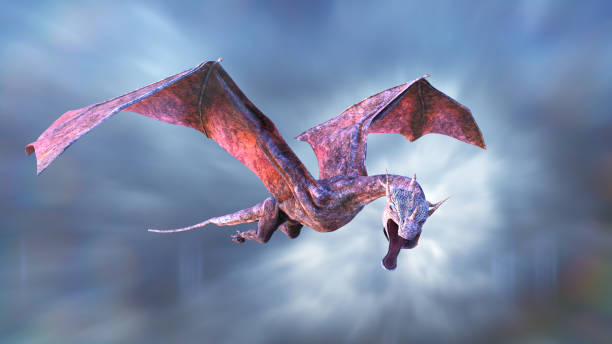 istock dragon, giant fairy tale creature flying through the clouds 1186661340