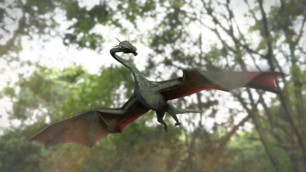 istock dragon, creature flying in a forest landscape 1186661451