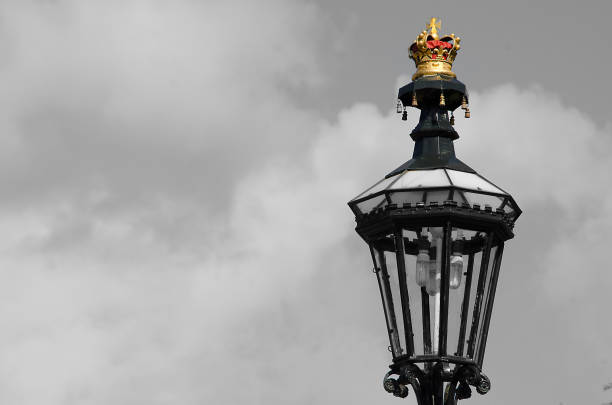 Crown on lightpole stock photo