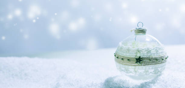 istock Christmas glass ball in snow 1186662738