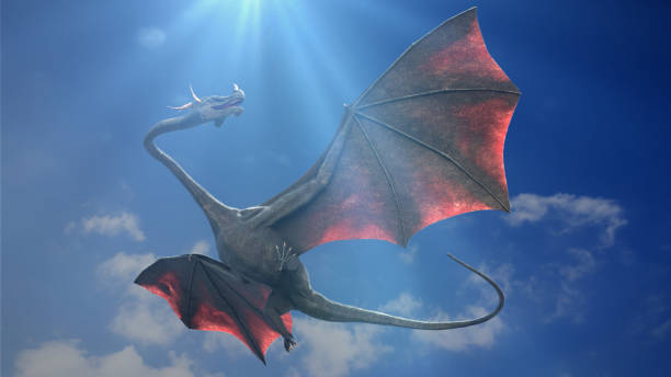 istock dragon, giant winged creature flying in the sky 1186662761
