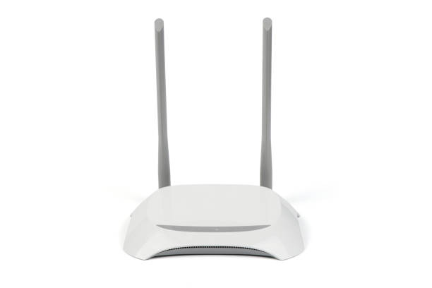 istock White WI-FI router with two antennas (Clipping path) 1186663436