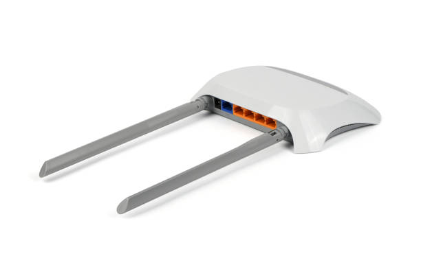 istock White WI-FI router with two antennas (Clipping path) 1186663455