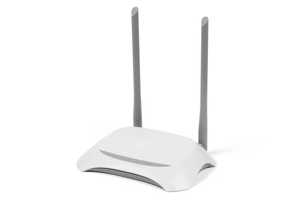 istock White WI-FI router with two antennas (Clipping path) 1186663552