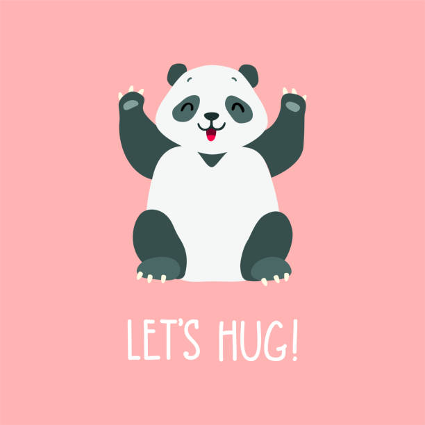Let's hug! vector art illustration