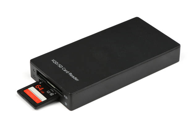 istock New data memory card and reader used in video photo products. 1186665115