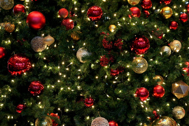 背景材料としてのクリスマスツリーの装飾