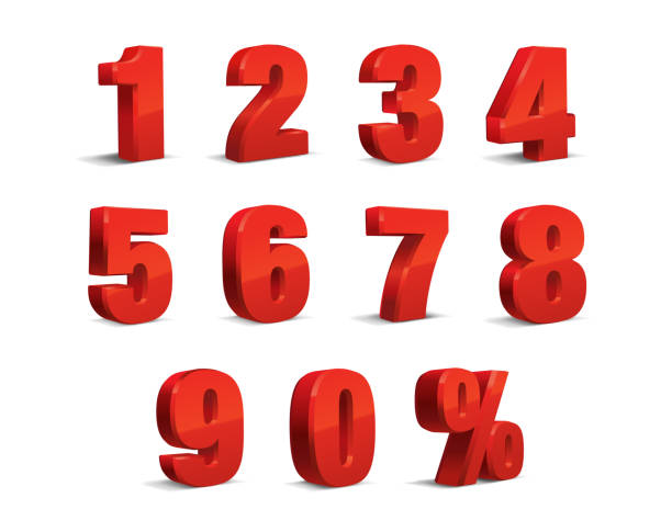 istock 3D Red Metallic Letter. 0, 1, 2, 3, 4, 5, 6, 7, 8, 9 numeral alphabet. Vector Isolated Number. 1186666023