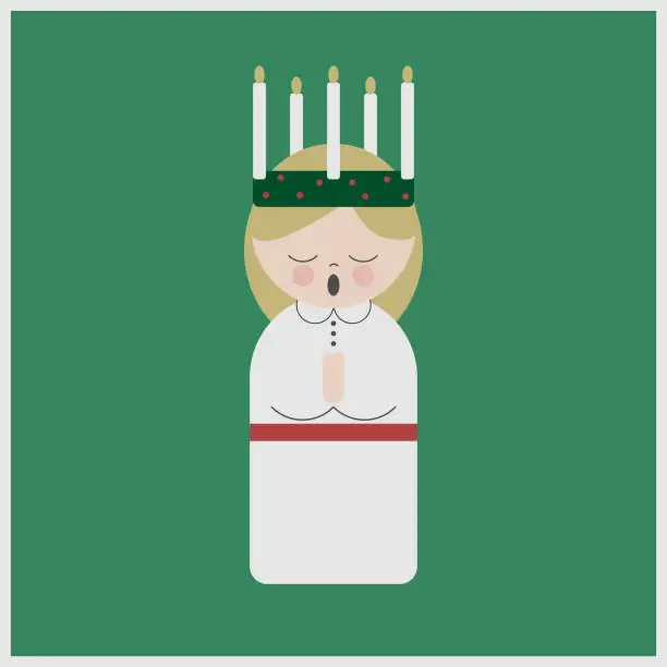 Vector illustration of Saint Lucy at Christmas in Sweden