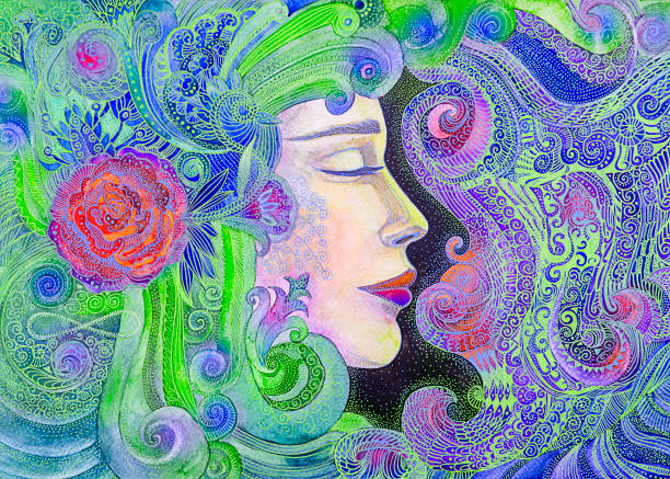 istock Watercolor painting woman 1186670549