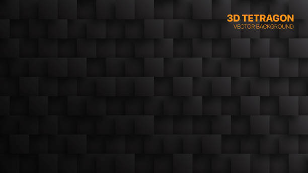 Conceptual 3D Vector Square Blocks Technological Dark Abstract Background Conceptual 3D Vector Square Blocks Technological Dark Abstract Background. Science Technology Tetragonal Particles Structure Black Wallpaper. Three Dimensional Tech Blank Subtle Textured Backdrop metal architecture abstract backgrounds stock illustrations