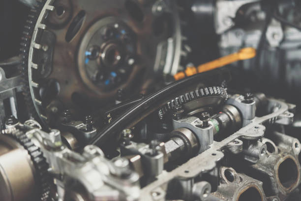 istock Disassembled car dirty engine cylinder at garage 1186673755