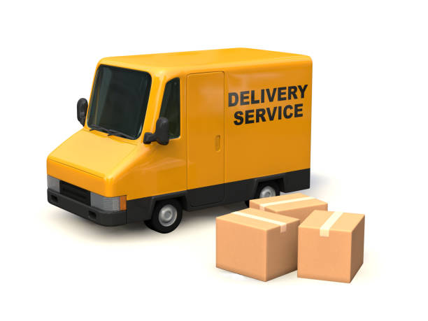 istock Yellow delivery car seen from the side 1186674547