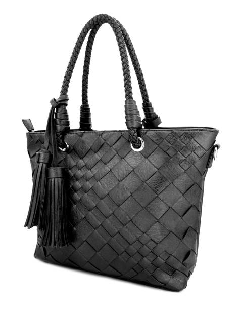 istock Ladies leather black bag isolated on white background. Clipping path 1186676127