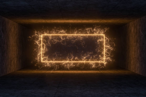 istock The particles with geometrical shape in a dark room, 3d rendering. 1186681101