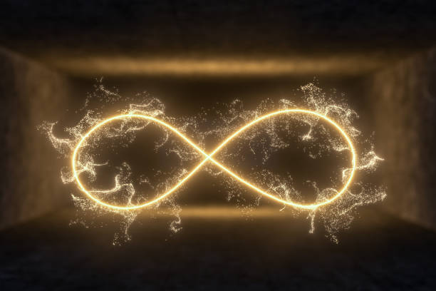 istock The particles with geometrical shape in a dark room, 3d rendering. 1186681549