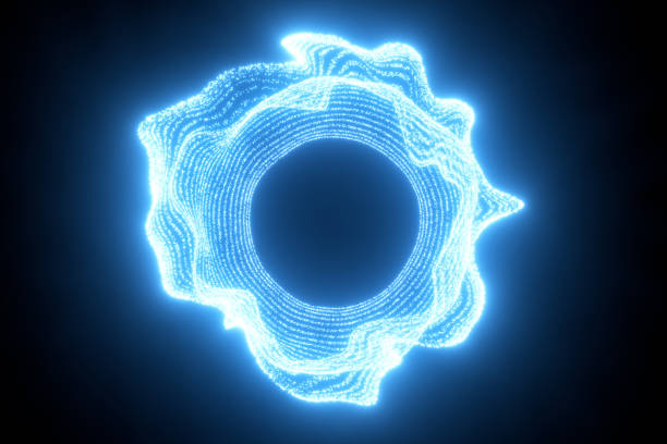 istock Glowing and flowing particles with dark background, 3d rendering. 1186681552
