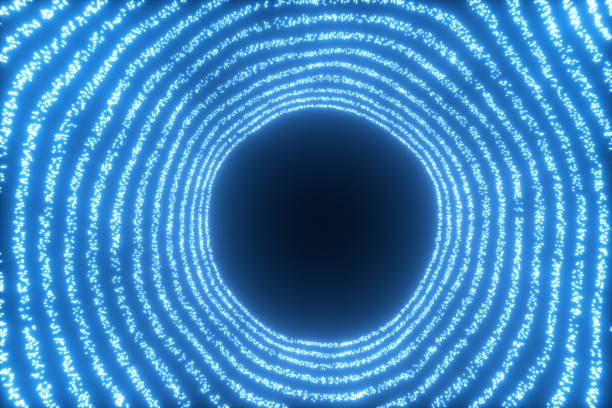 istock Glowing and flowing particles with dark background, 3d rendering. 1186681558