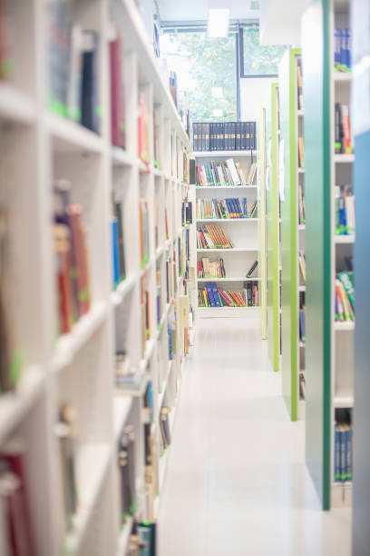 istock Books on Shelves in a Library 1186681591