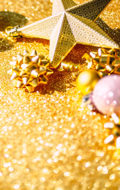istock Christmas composition with golden decoration 1186684317