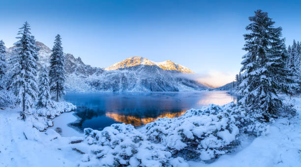 istock Winter mountain landscape at sunrise 1186688046