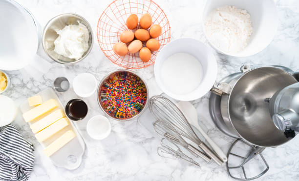 istock Ingredients to bake funfetti cake 1186694259