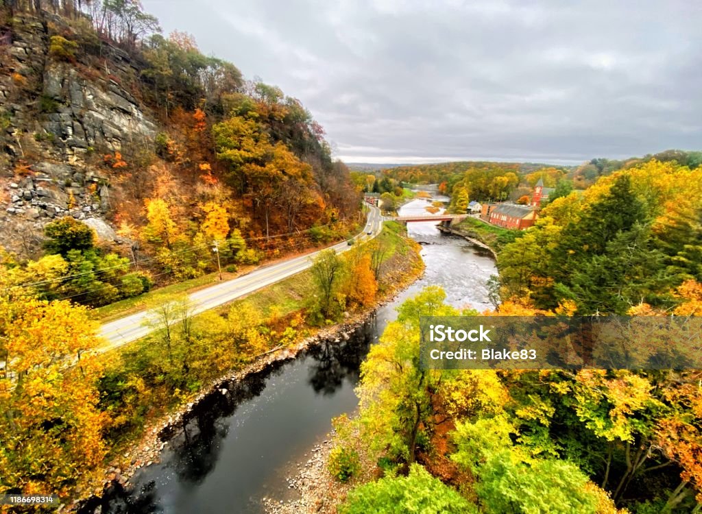 Fall in Small Town America Autumn in small town northeastern United States Hudson Valley Stock Photo
