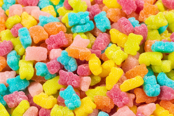 istock Jelly sweats bears background. Top view. 1186698570